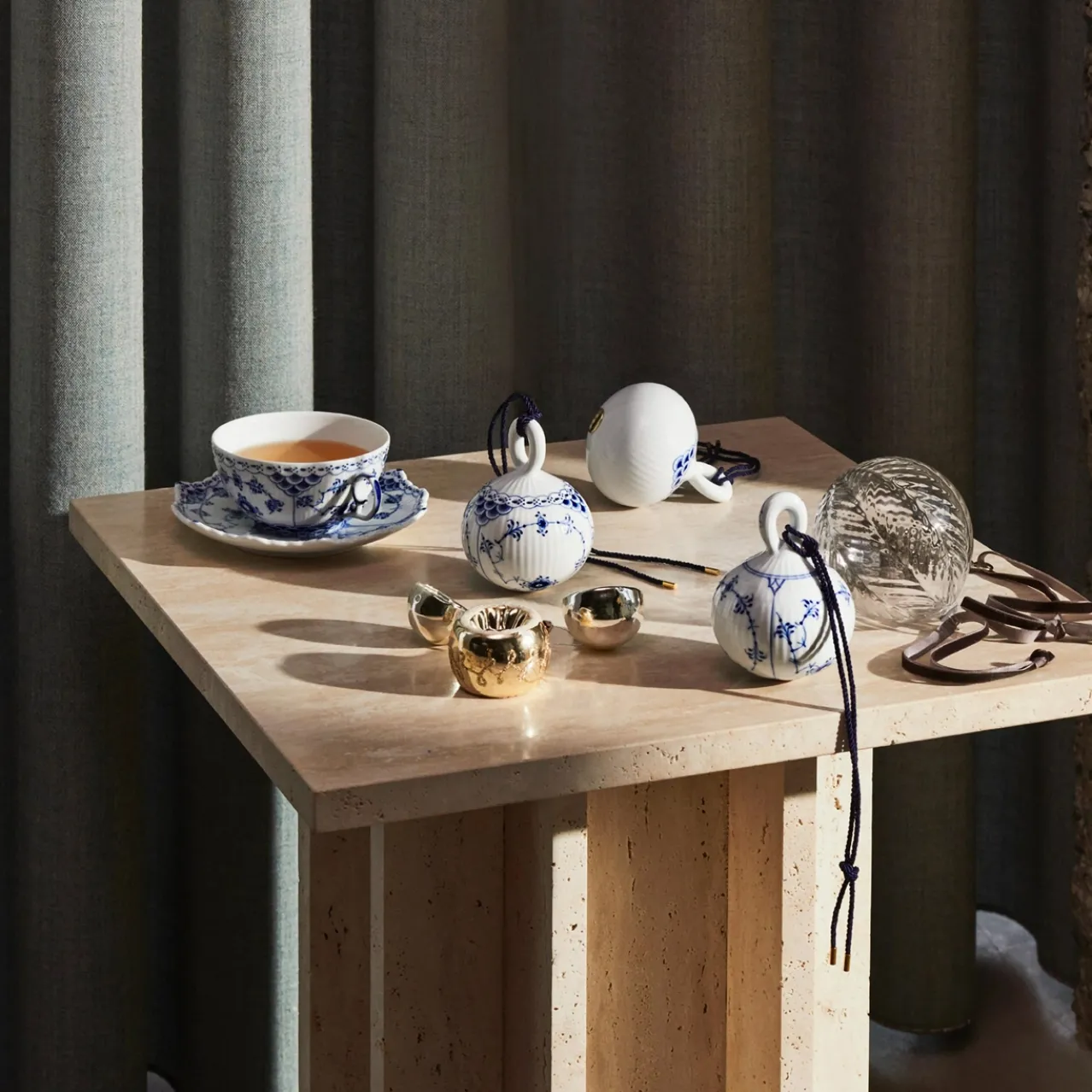 Blue Fluted Full Lace Cup and Saucer, 20 cl