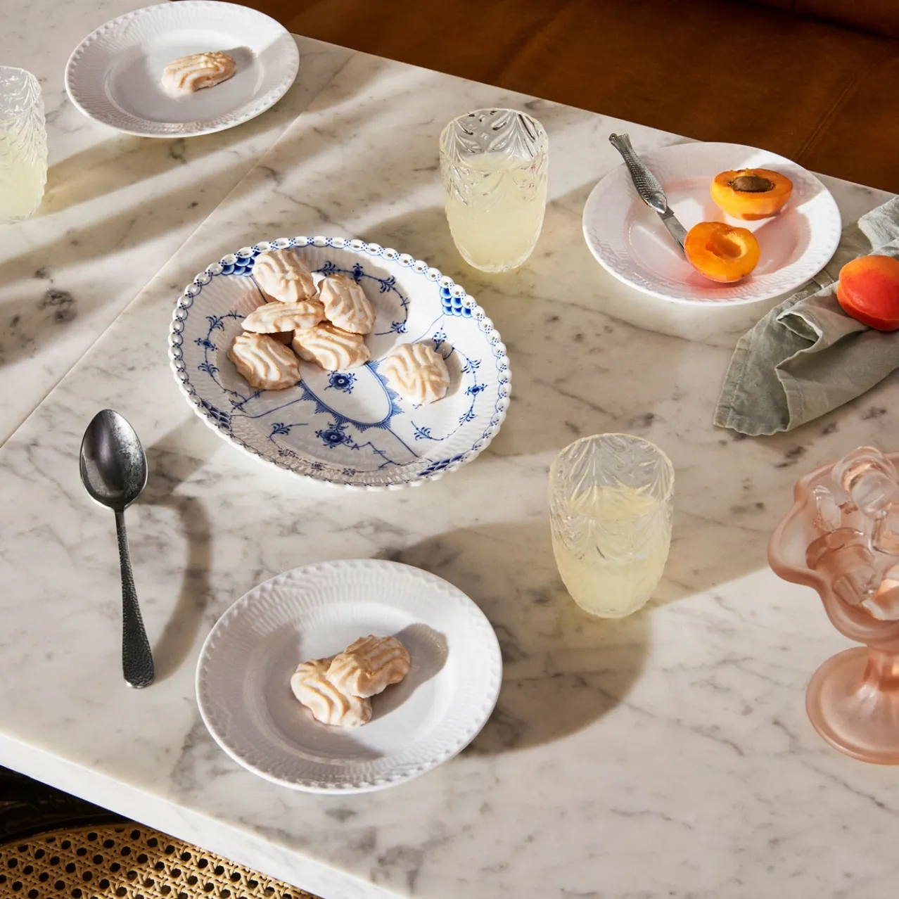 Blue Fluted Full Lace Dish, 25 cm