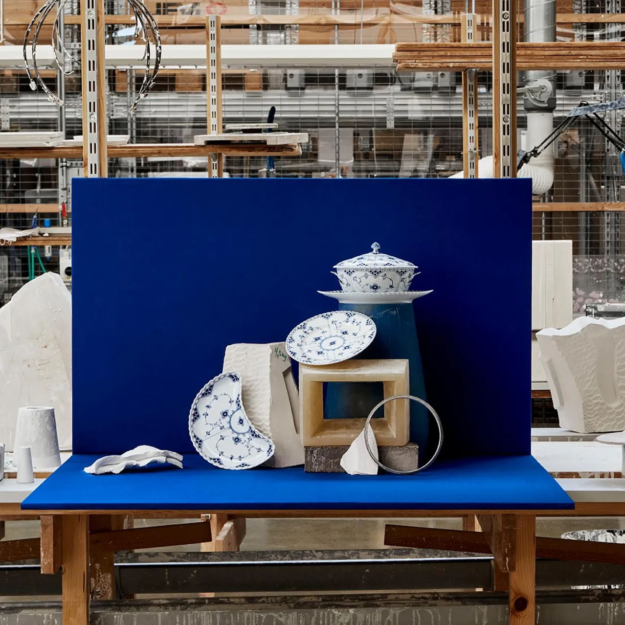 Blue Fluted Full Lace Plate, 27 cm