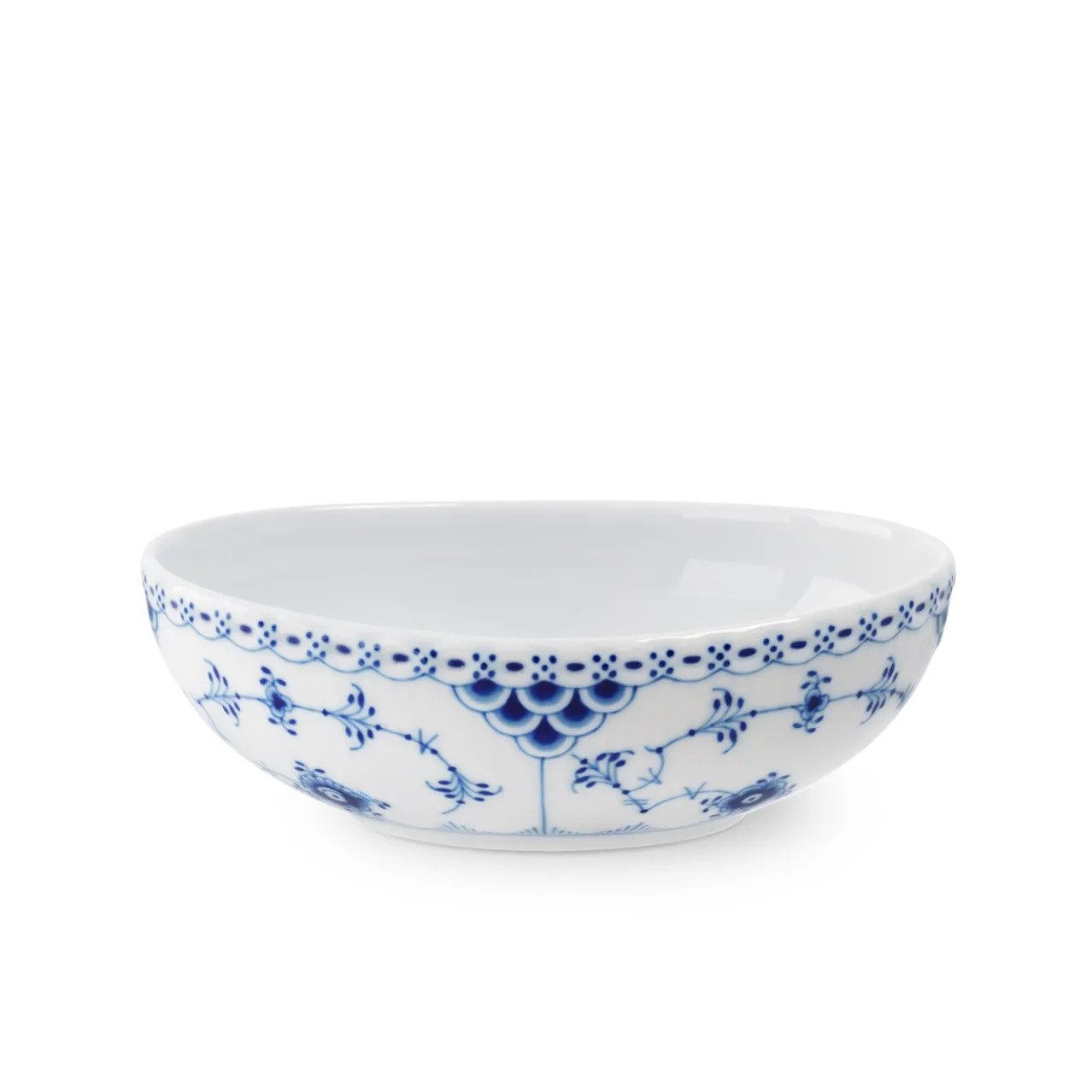 Blue Fluted Half Lace Oval Bowl, 37 cl
