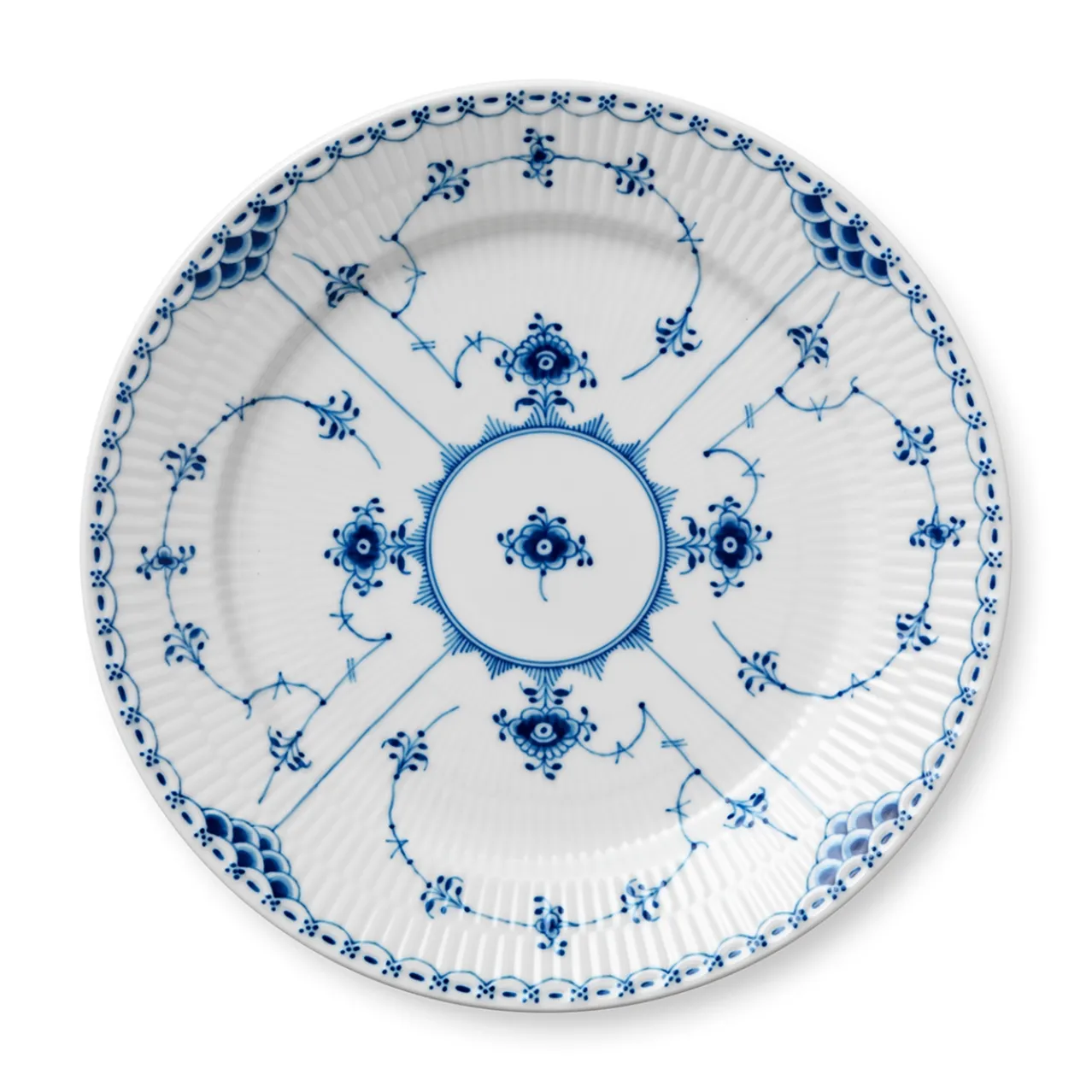 Blue Fluted Half Lace Plate, 27 cm