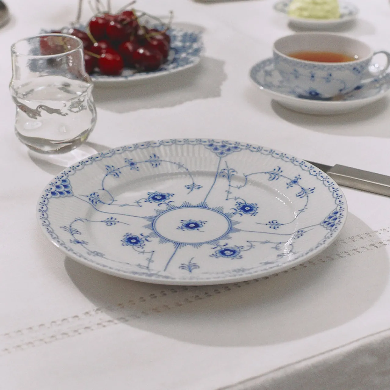 Blue Fluted Half Lace Plate, 19 cm