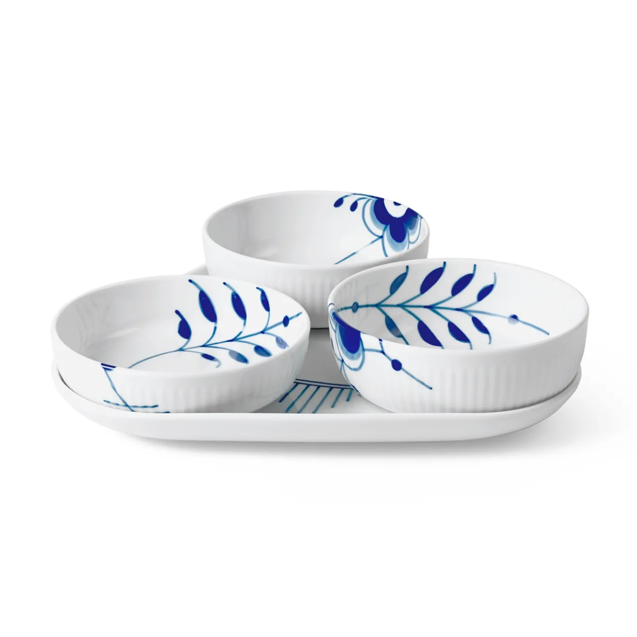Blue Fluted Mega Bowl on Foot, 19 cl