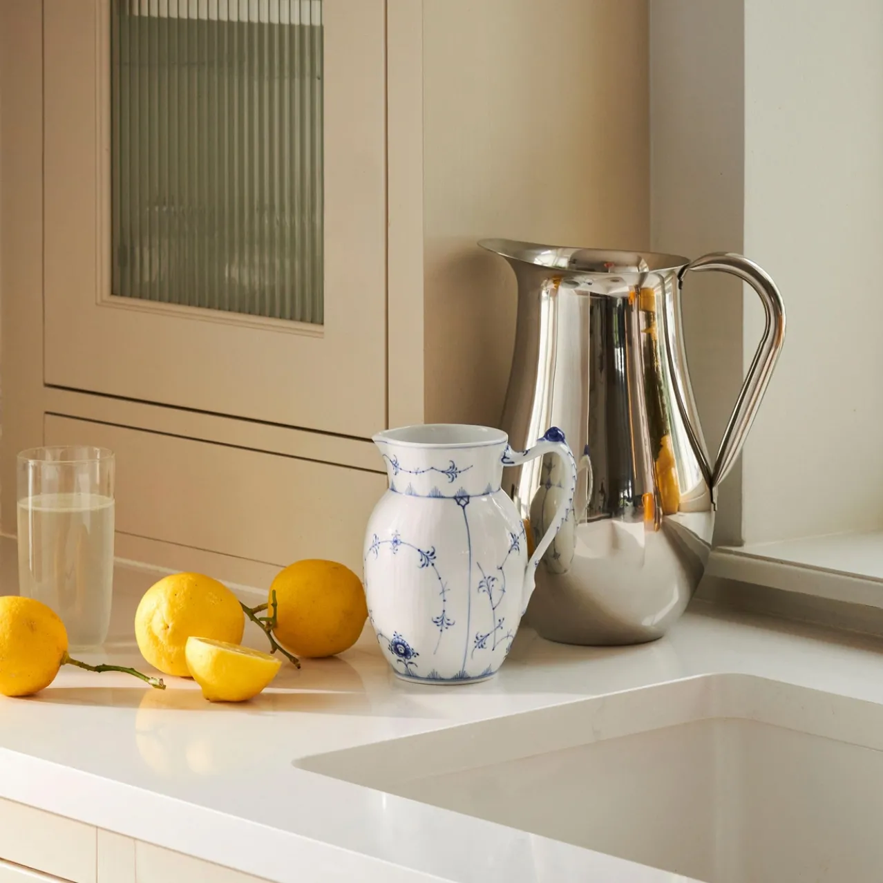 Blue Fluted Plain Jug, 90 cl