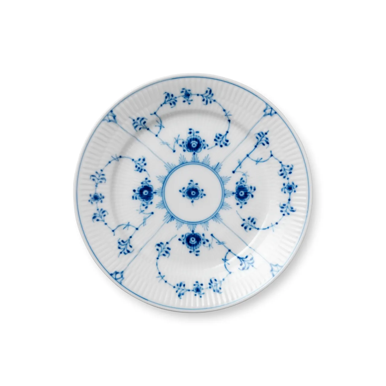 Blue Fluted Plain Plate, 19 cm