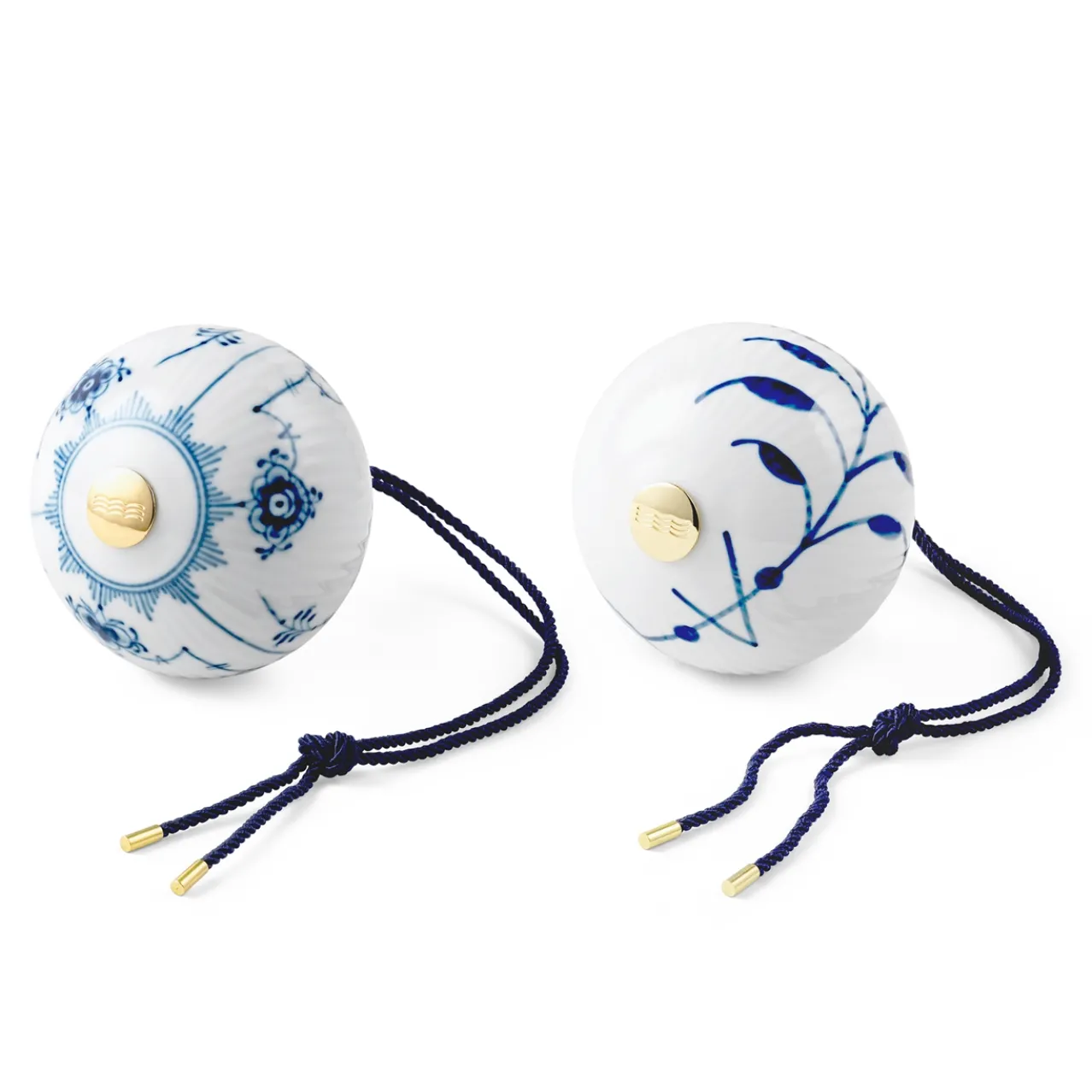 Blue Fluted Plain and Blue Fluted Mega Christmas Bauble, 9.5 cm, 2 pcs