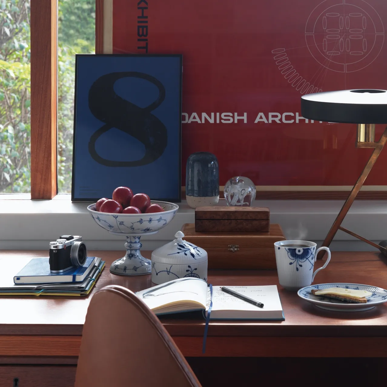 Blue Fluted Plain Bowl on High Foot, 80 cl