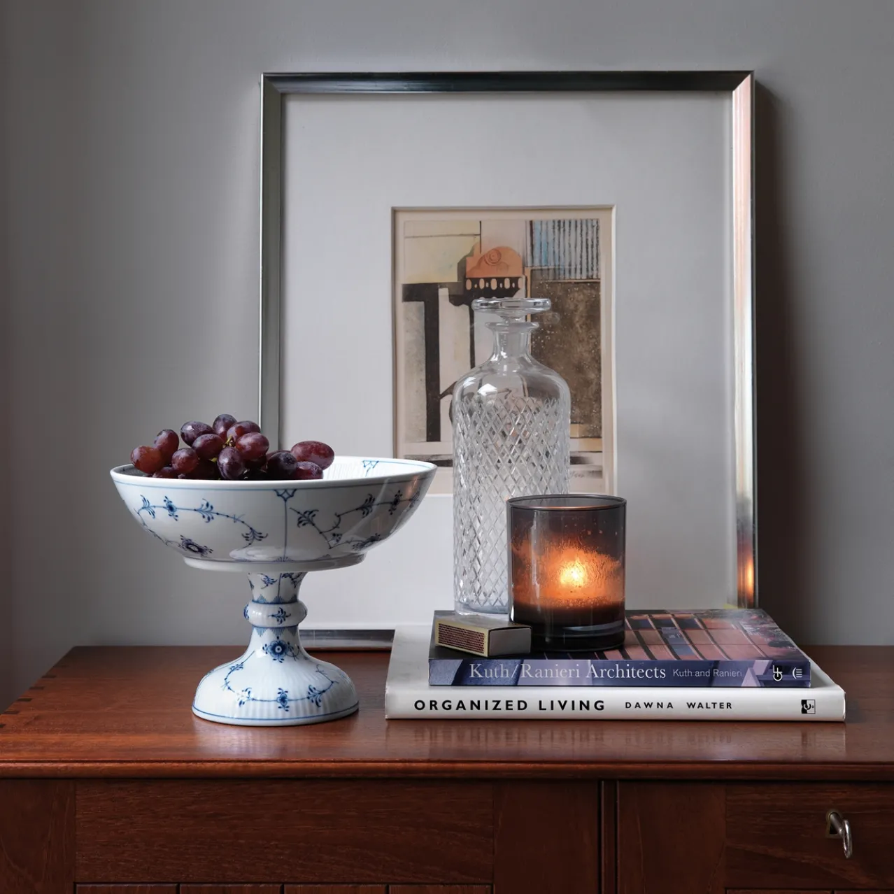 Blue Fluted Plain Bowl on High Foot, 80 cl