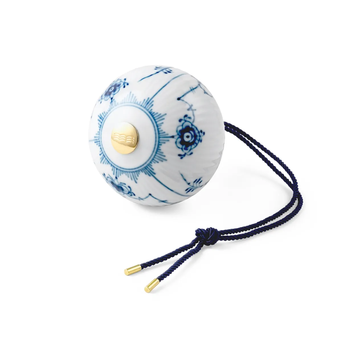 Blue Fluted Plain Christmas Bauble, 9.5 cm