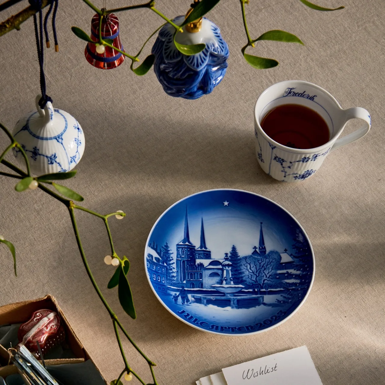 Blue Fluted Plain Christmas Bauble, 9.5 cm