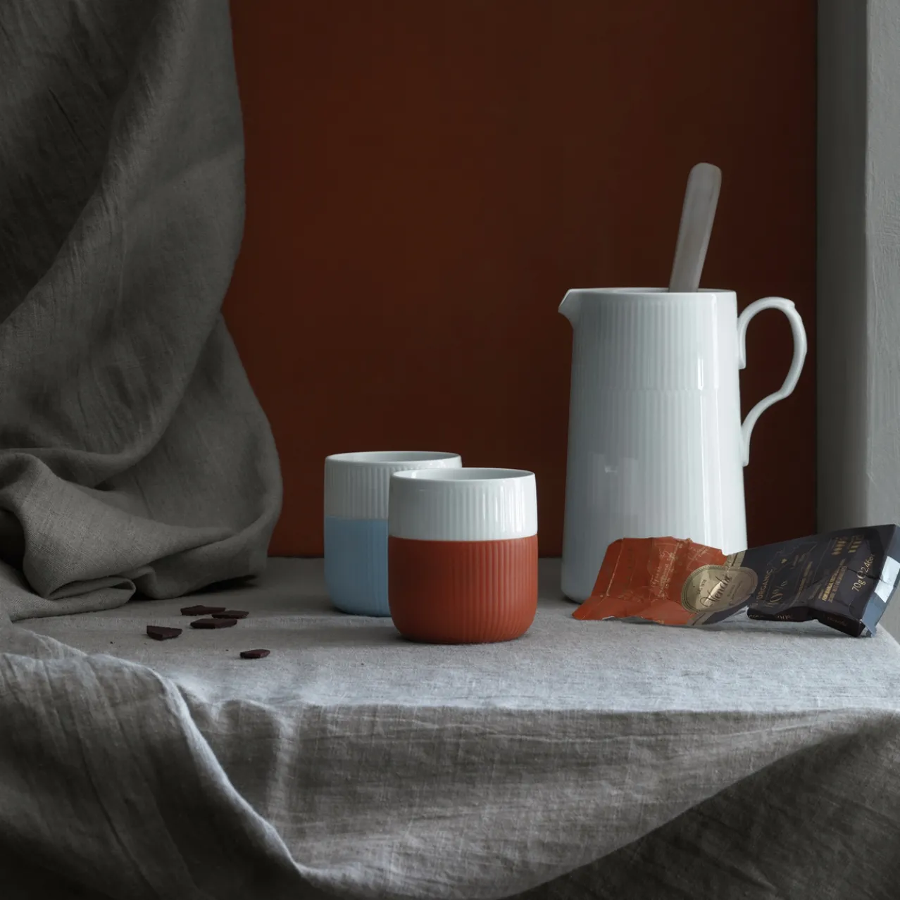 Fluted Contrast Mug, Light Blue, 35 cl