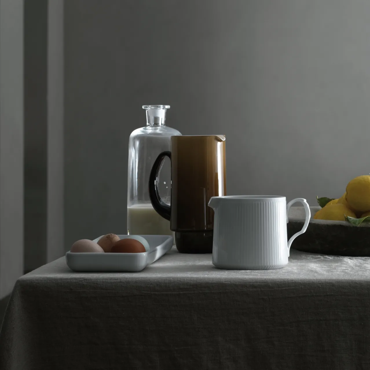 White Fluted Dish, 36 cm