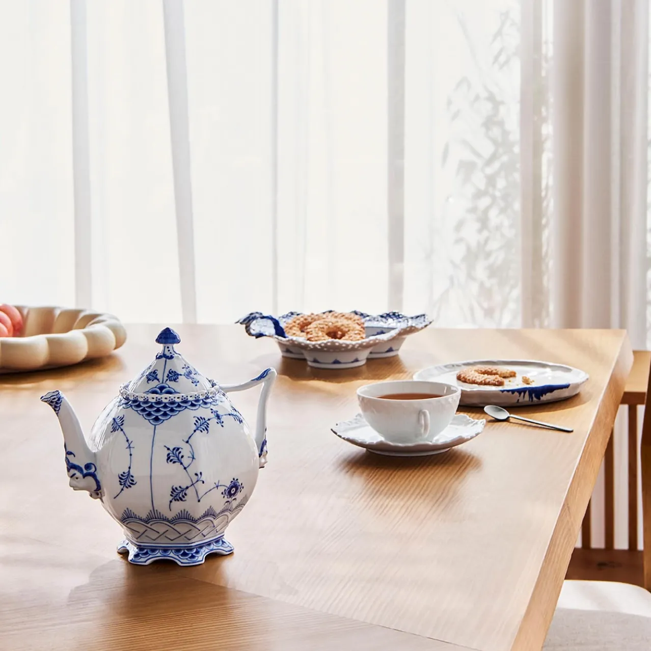 White Fluted Full Lace Cup and Saucer, 22 cl