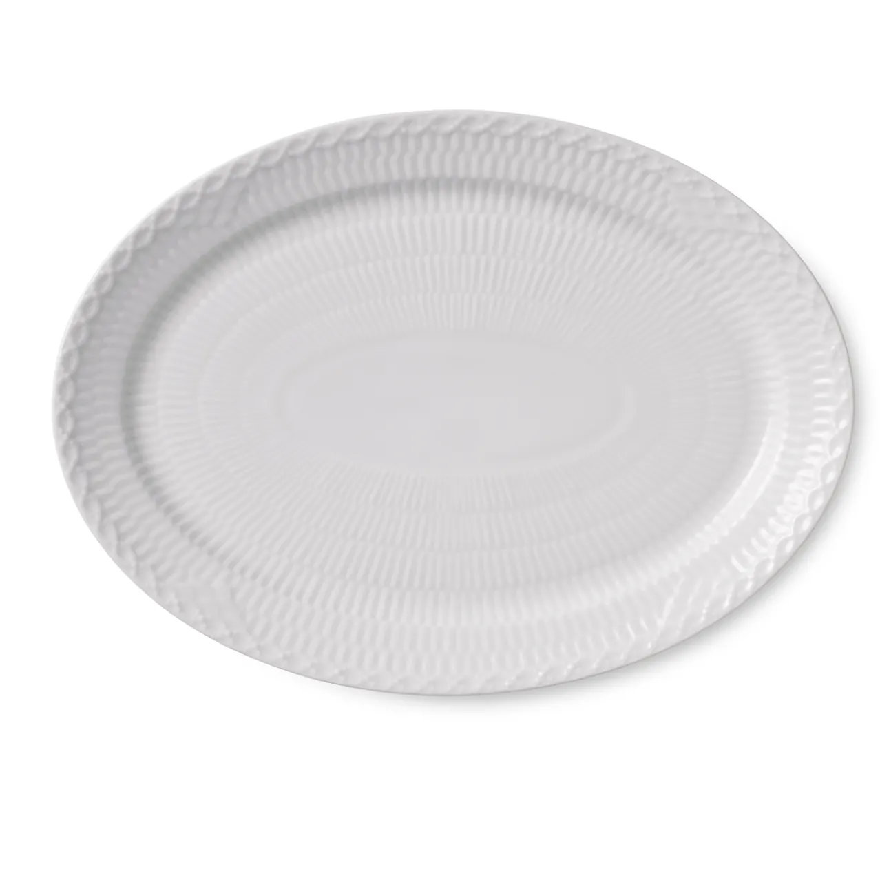 White Fluted Half Lace Dish, 28 cm