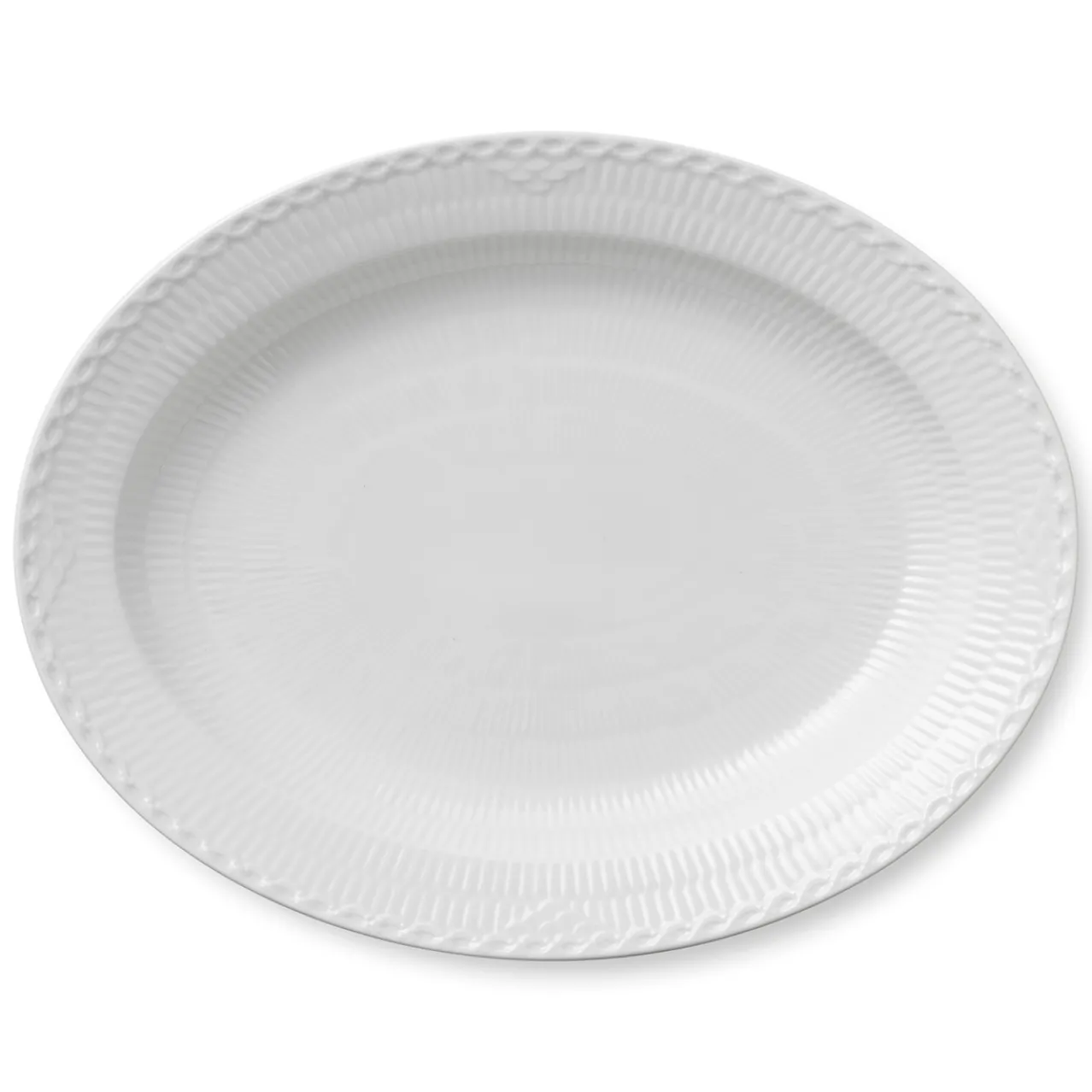 White Fluted Half Lace Dish, 36.5 cm