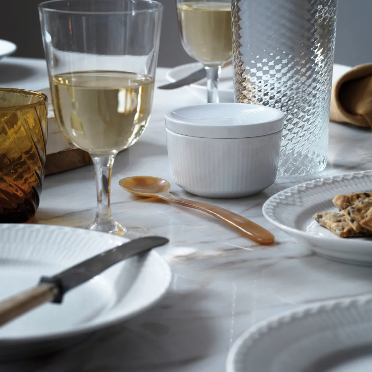 White Fluted Half Lace Plate, 22 cm