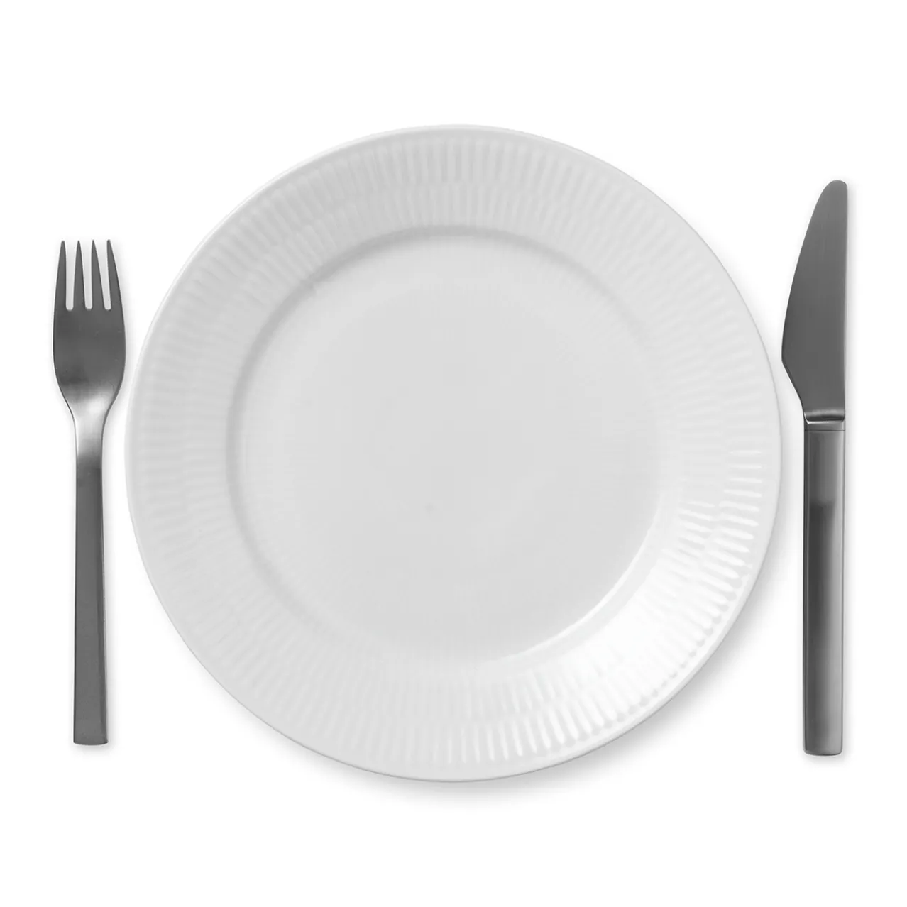 White Fluted Plate, 22 cm